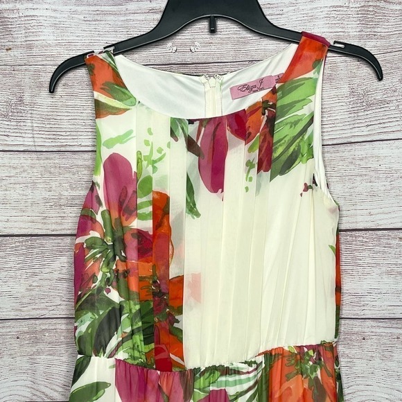 Eliza J Tropical Hawaiian Floral Maxi Chiffon Dress Size 6 - Picture 11 of 11